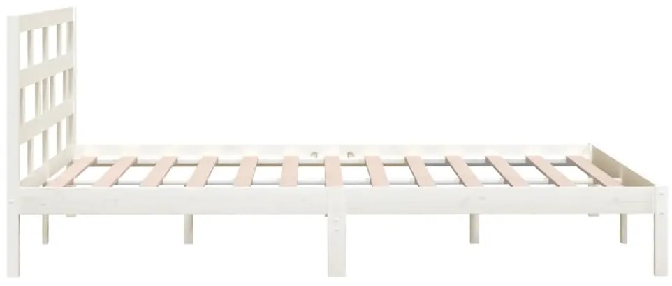 Estrutura de cama casal 135x190 cm madeira maciça branco