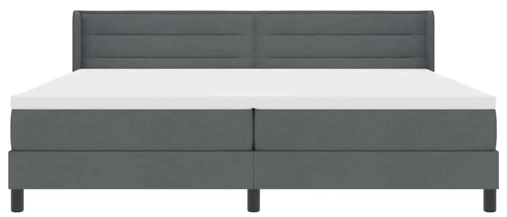 Cama Box com Colchão Cinza Escuro, 200 x 200 cm, Tecido