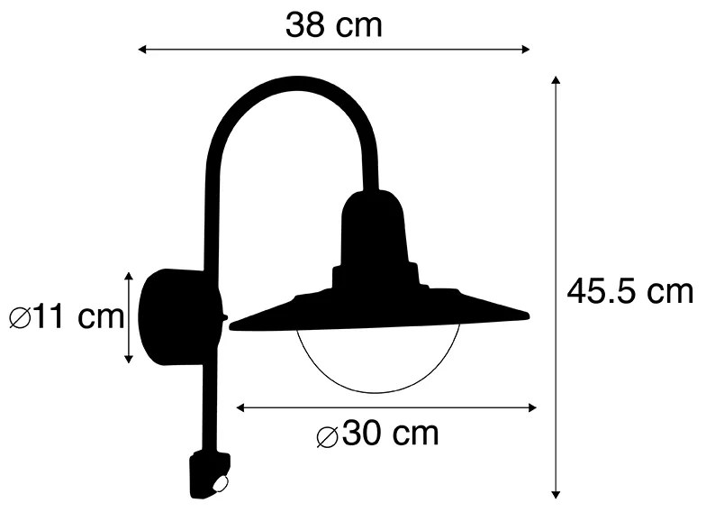 Candeeiro de parede exterior moderno cinzento escuro IP44 sensor de movimento - Herman Moderno
