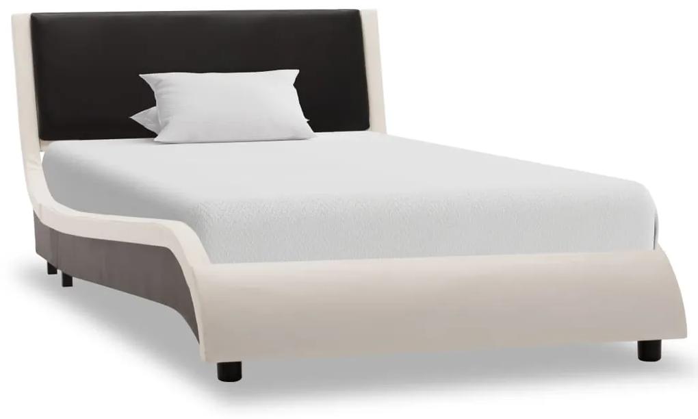 280352 vidaXL Estrutura de cama 90x200 cm couro artificial preto e branco
