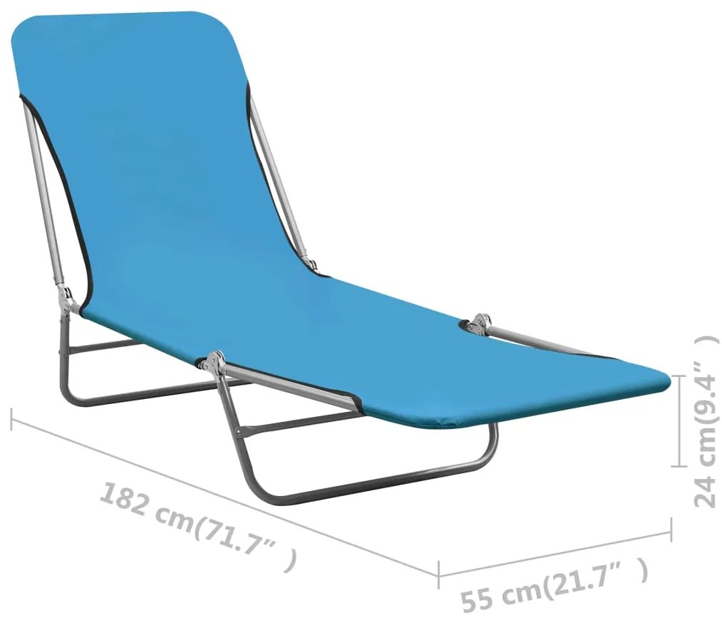 Espreguiçadeiras dobráveis 2 pcs aço e tecido azul