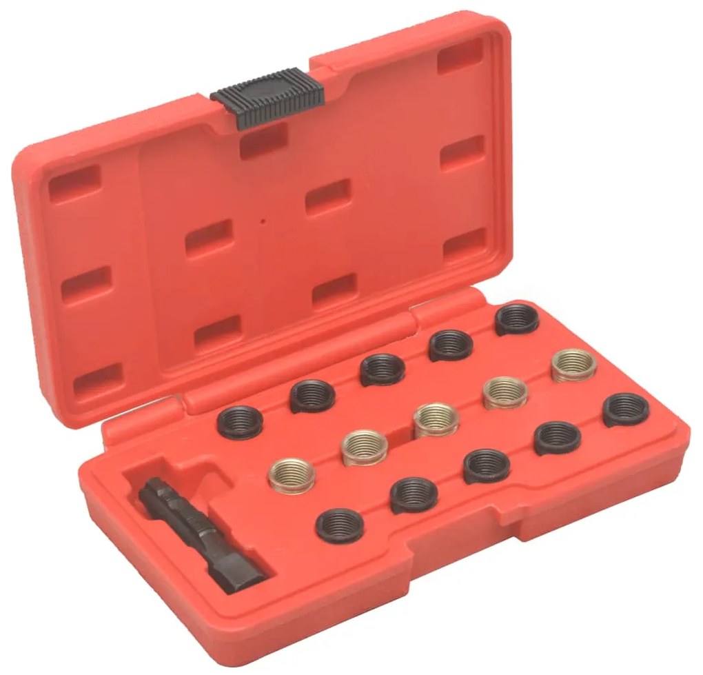 vidaXL 16 pcs kit de reparação roscas velas incandescência M14x1,25
