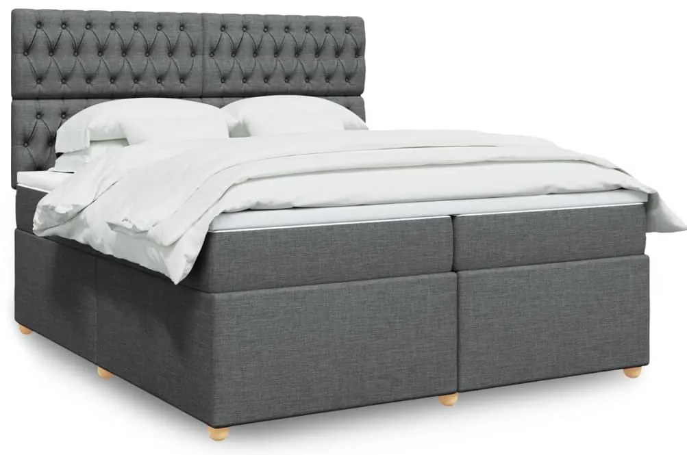 vidaXL Cama com molas/colchão 200x200 cm tecido cinzento-escuro