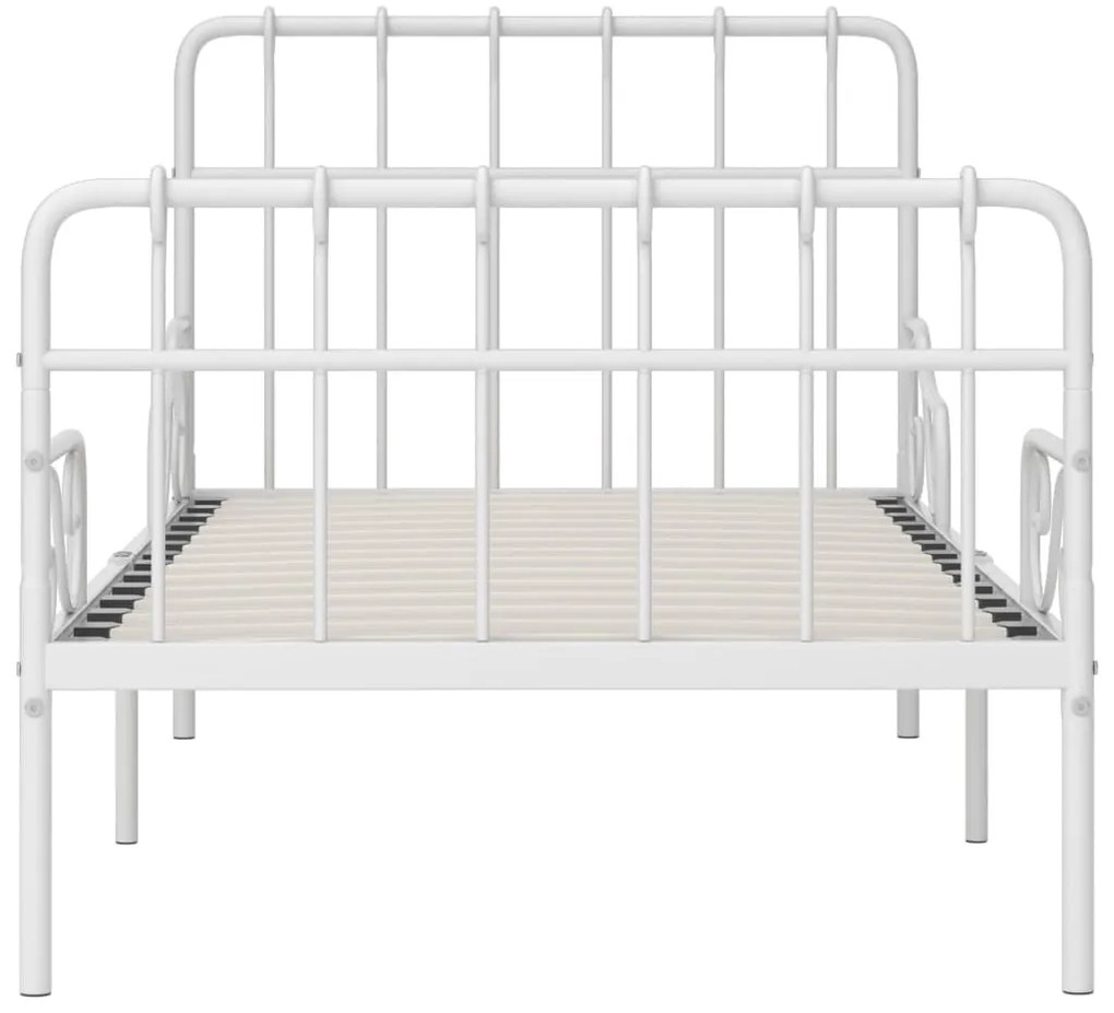 Estrutura de cama com estrado de ripas 90x200 cm metal branco