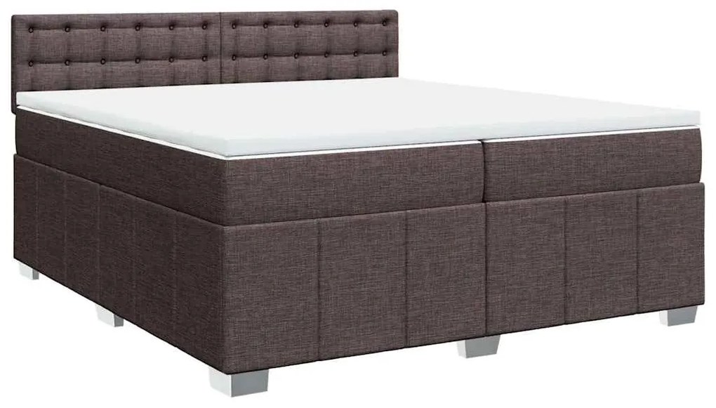 Cama com molas/colchão 200x200 cm tecido castanho-escuro