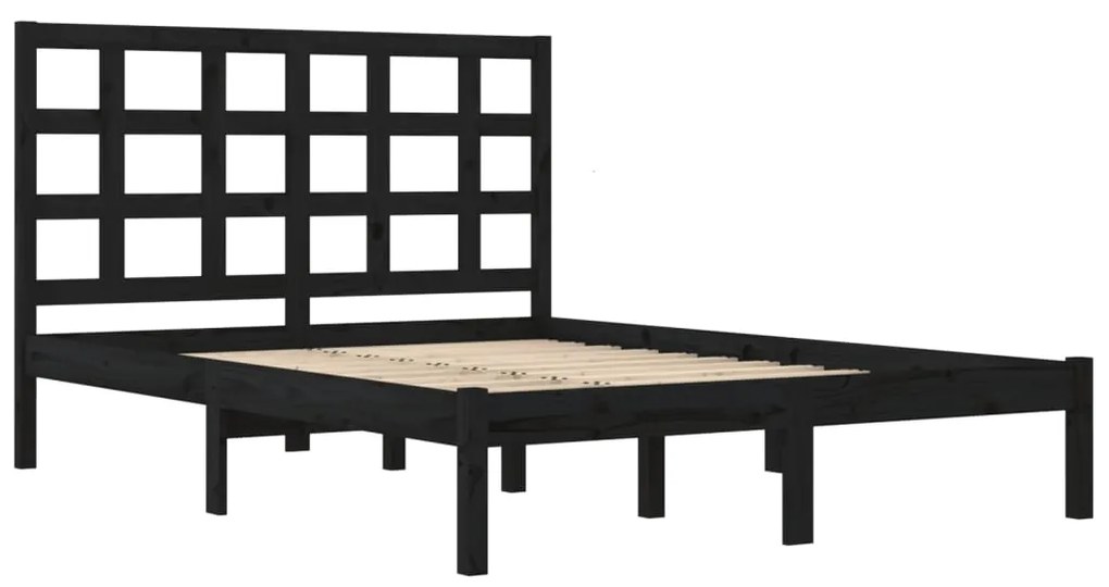 Estrutura de cama 200x200 cm madeira maciça preto