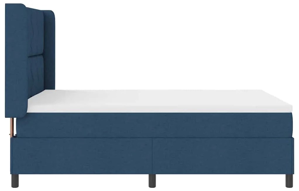 Cama com Estrado e Colchão Azul 140x200 cm em Tecido