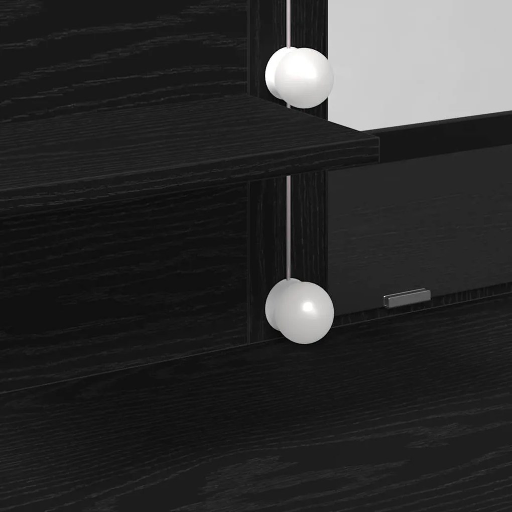 Mesa de Maquiagem vidaXL com LED Carvalho Preto 100x40x130 cm