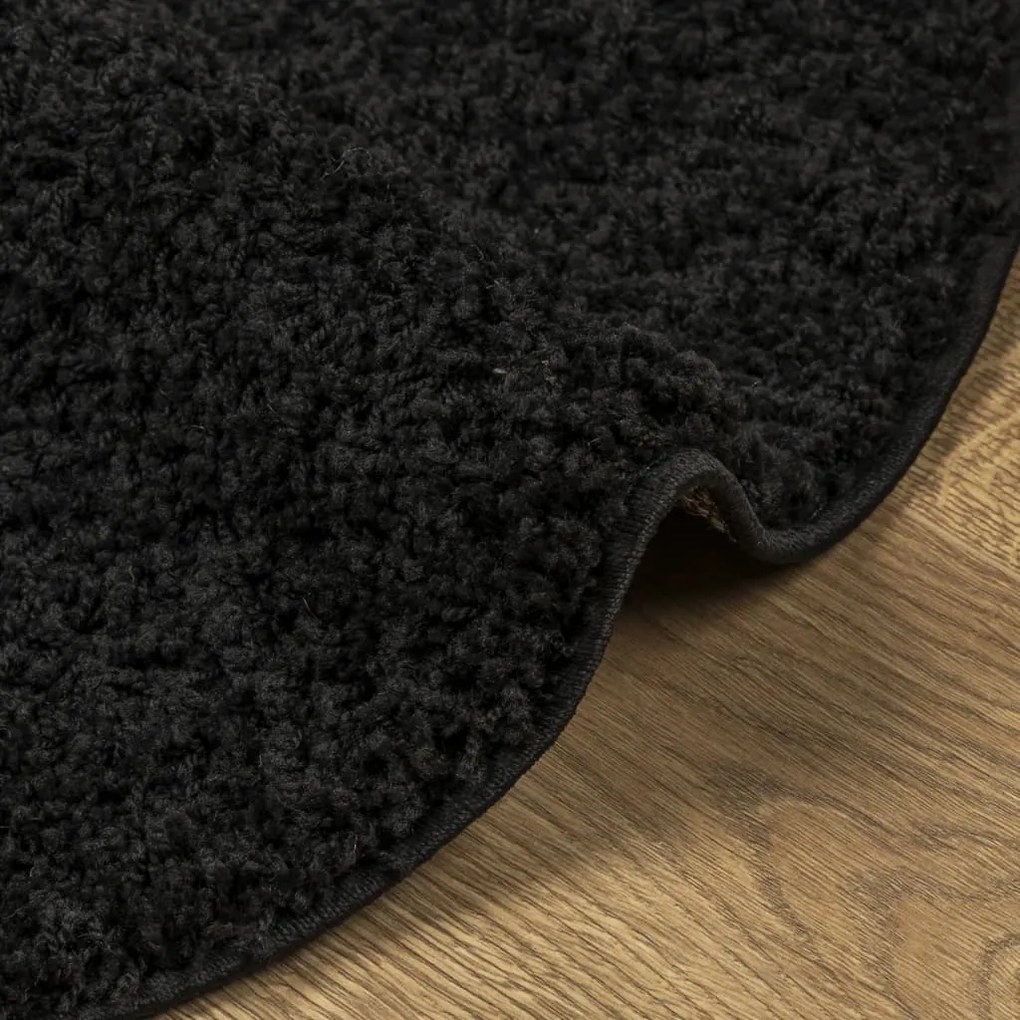 Tapete shaggy de pelo alto PAMPLONA Ø 240 cm preto