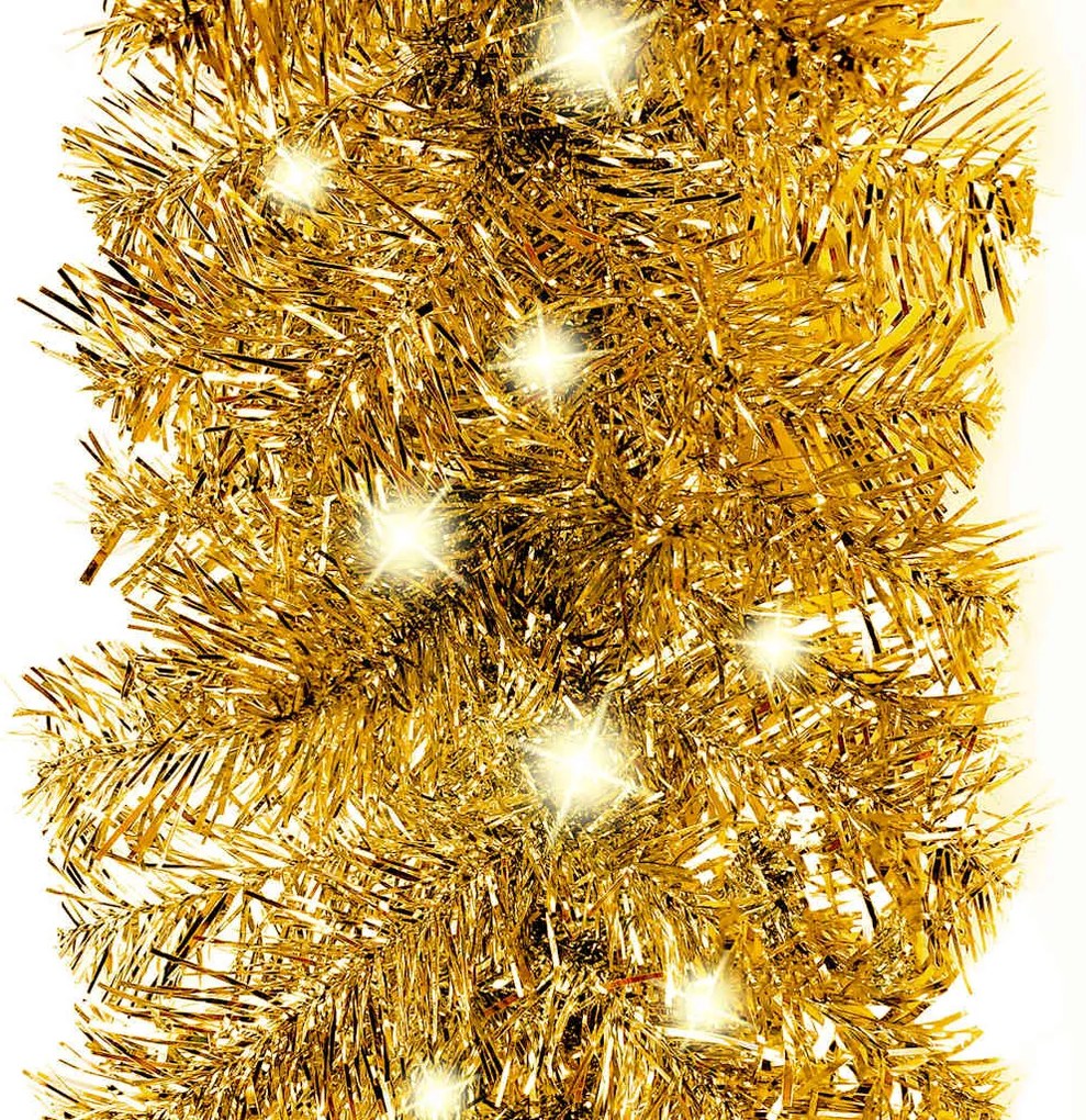 Grinalda de Natal com luzes LED 10 m dourado