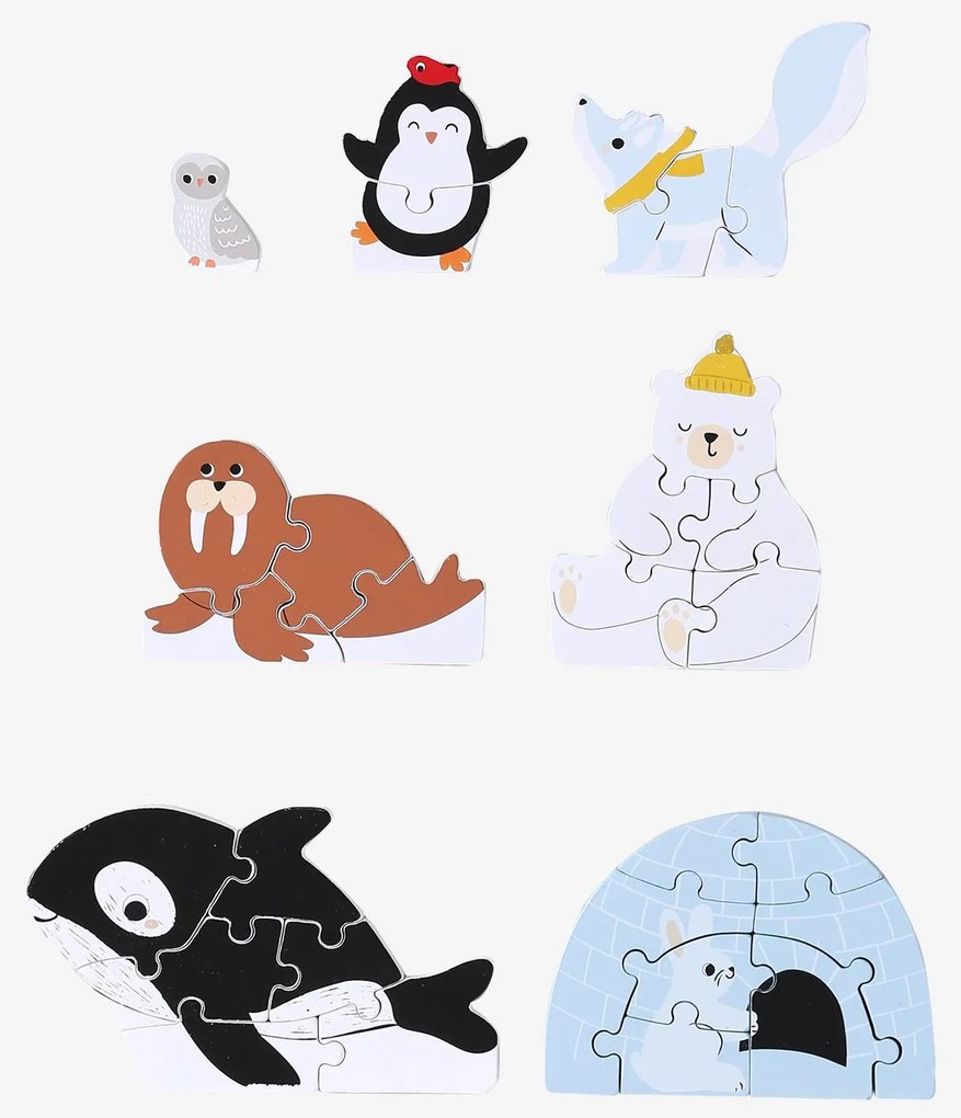 Puzzles evolutivos 3D Banquise em madeira FSC® branco