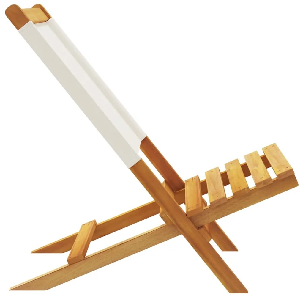 Cadeiras de jardim dobráveis 4 pcs tecido/madeira branco nata