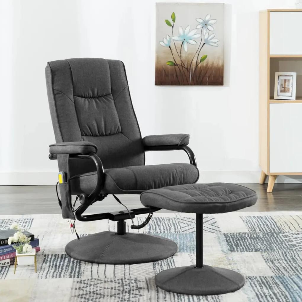 249316 vidaXL Cadeira massagens reclinável + apoio pés tecido cinzento-escuro
