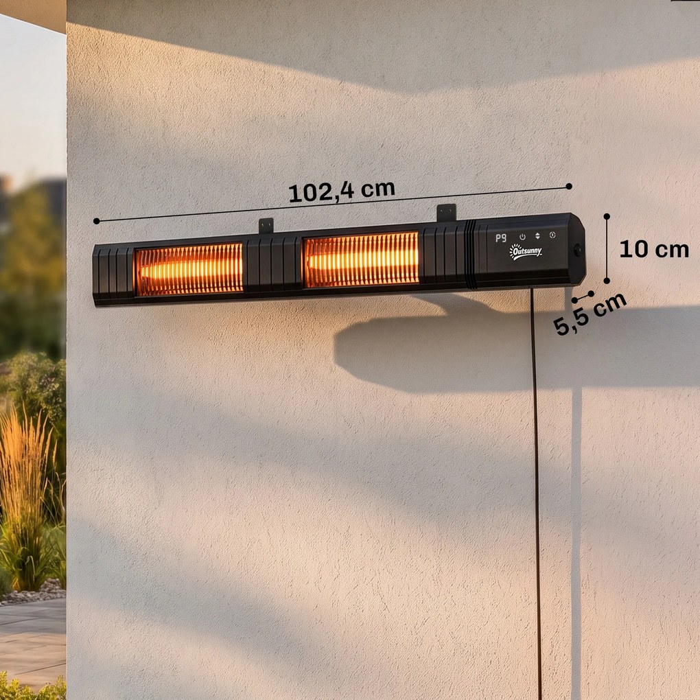 Aquecedor de Infravermelhos, 102,4 x 10 x 5,5 cm, Potência de 3000 W, Preto