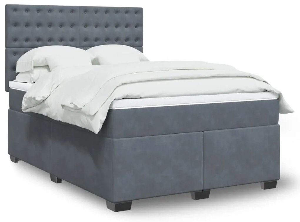 vidaXL Cama com molas/colchão 160x200 cm veludo cinzento-escuro