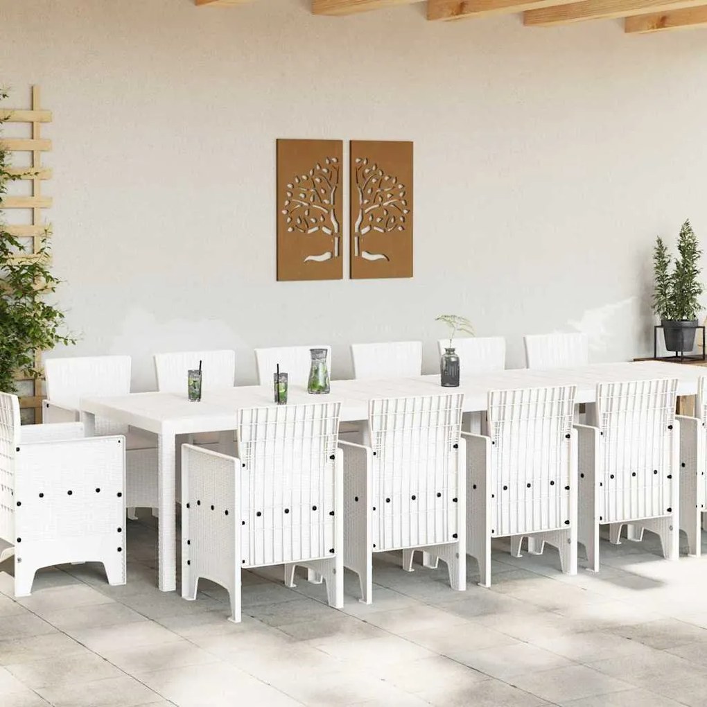 Conjunto de Jantar para Jardim 15 pcs Branco Largo