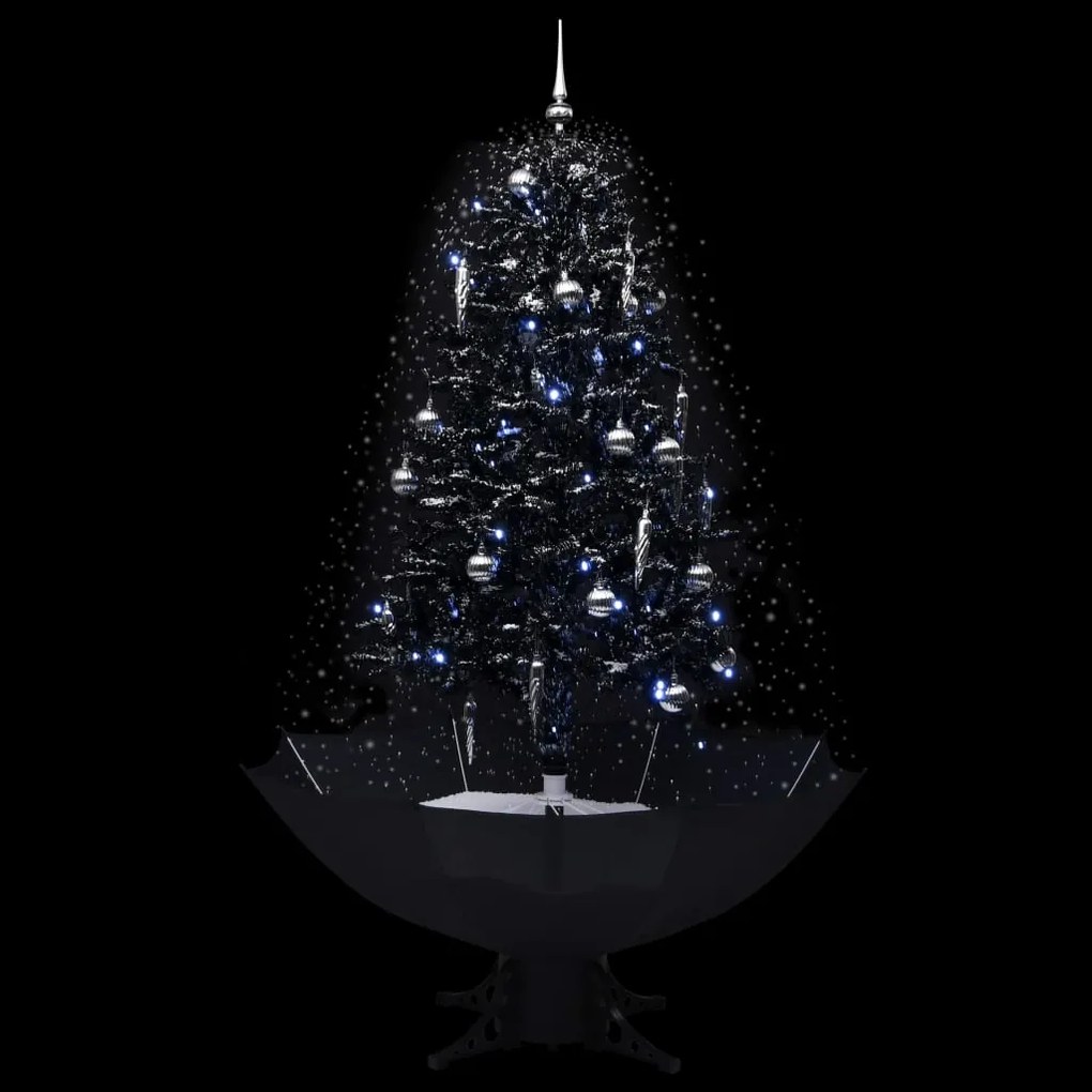 Árvore Natal c/ neve base formato guarda-chuva 170 cm PVC preto