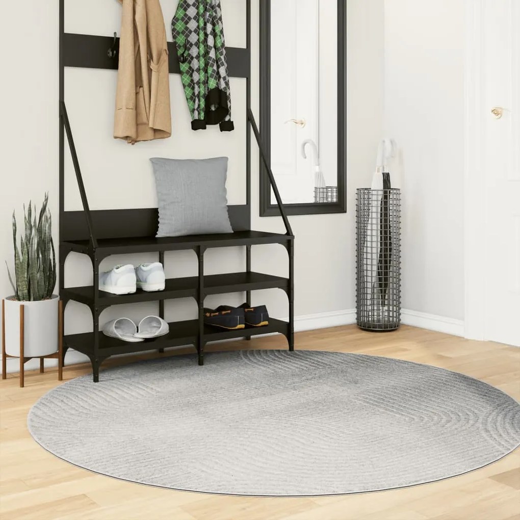 vidaXL Tapete de pelo curto IZA visual escandinavo Ø 160 cm cinzento