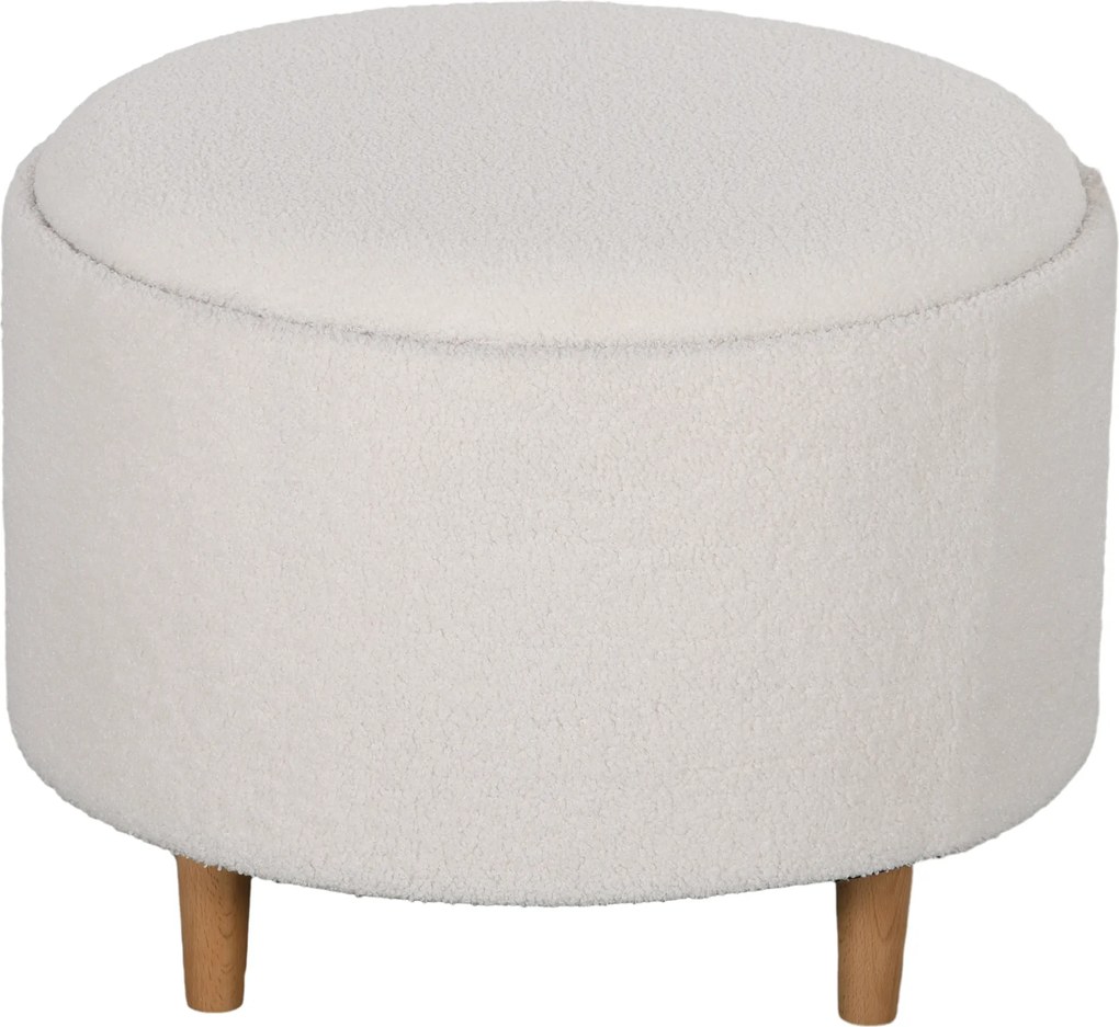 HOMCOM Banquinho Puff Estofado, Teddyfleece, armazenamento oculto, tampa reversível, 56 cm x 56 cm x 42 cm, Branco | Aosom Portugal
