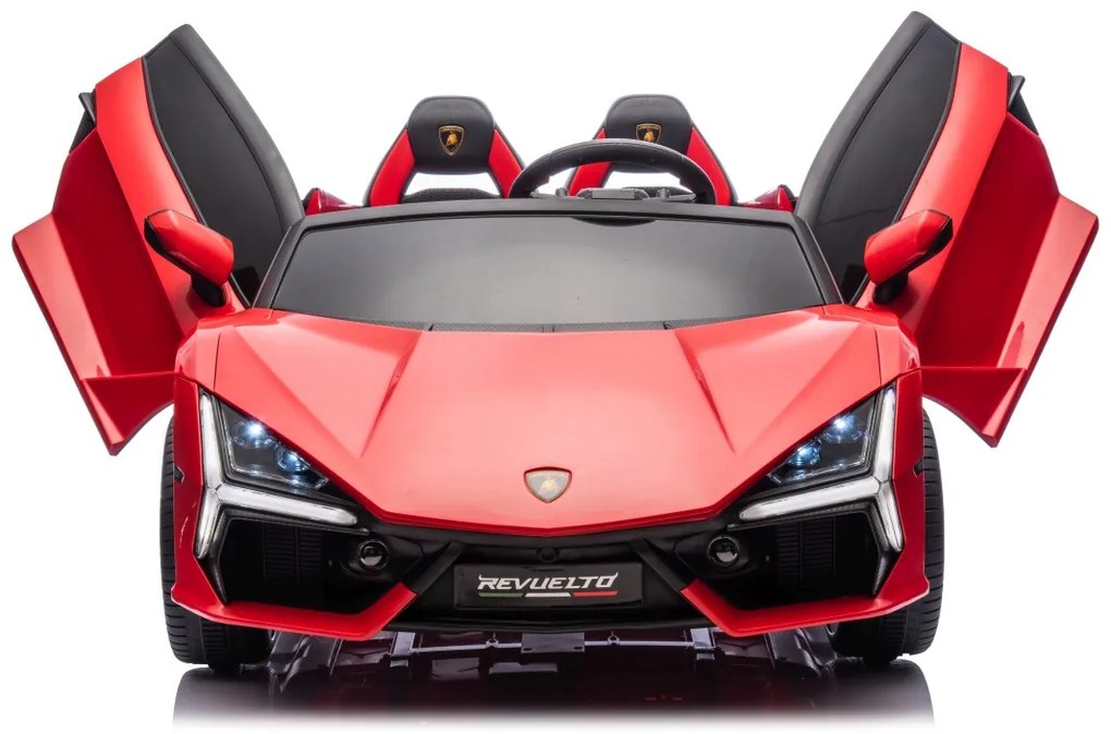 Carro elétrico para Crianças 2 Lugares Lamborghini Revuelto XL 24V 4x4 Rodas Espuma EVA, Assento Couro ecológico Vermelho