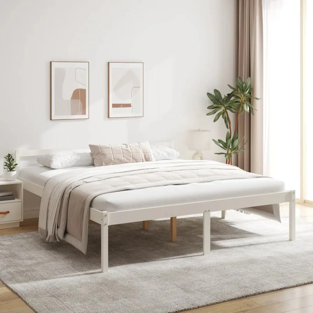 vidaXL Cama para idosos super king size 180x200 cm pinho maciço branco
