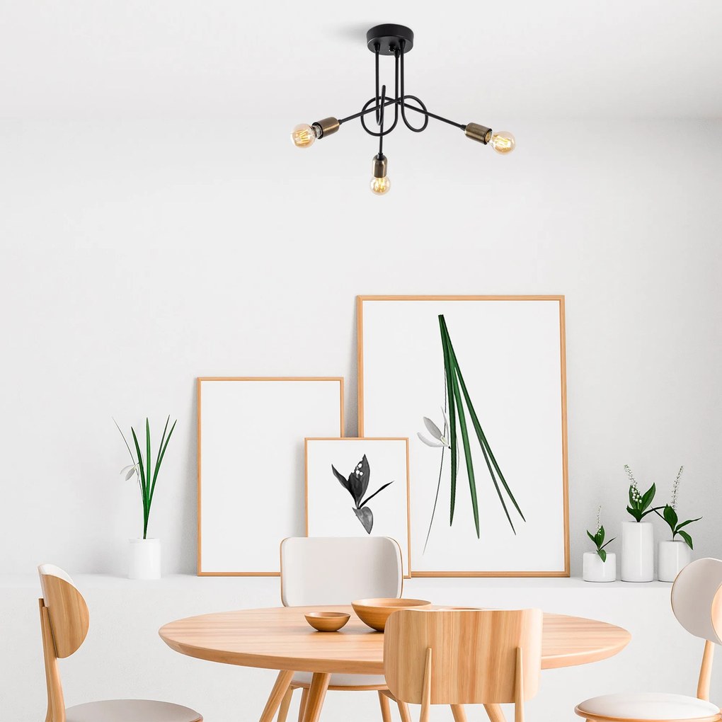 Candeeiro de Teto Viraj – Preto Antigo – 46 x 46 cm