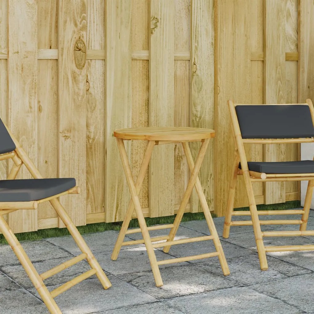 vidaXL Mesa de jardim dobrável Ø55x75 cm bambu