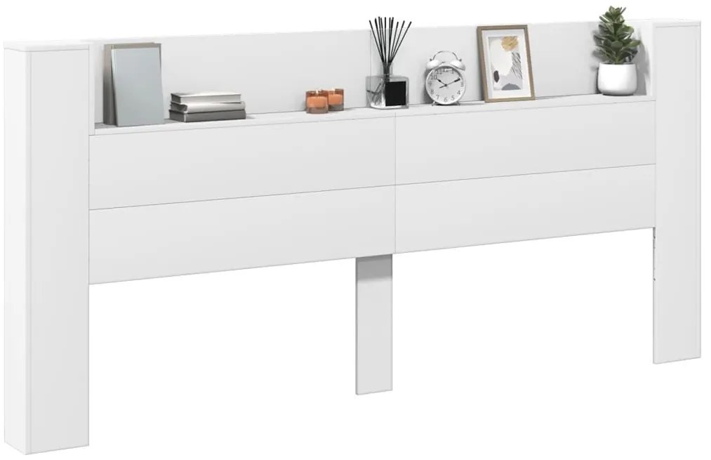 Armário de cabeceira com luzes LED 220x16,5x103,5 cm branco