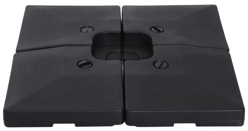 Outsunny Base para Chapéu de Sol com 4 Peças Suporte para Chapéu de Sol para Jardim Pátio Exterior 51x51x12 cm 9.8Kg Preto | Aosom Portugal