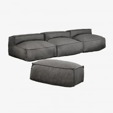 Sofá Modular De 3 Peças Dojans E Pufe De Jardim Cinza Granito - Sklum
