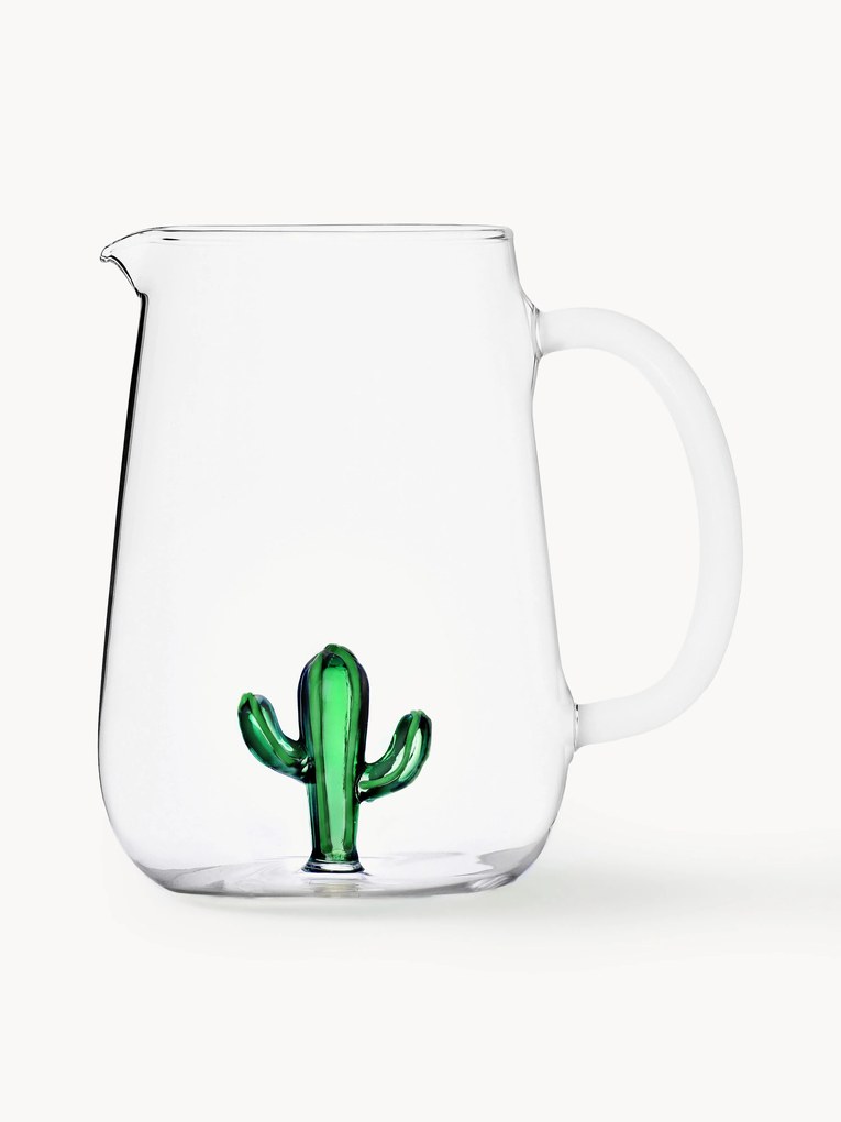 Jarro artesanal em vidro de borossilicato Cactus, 1,7 L