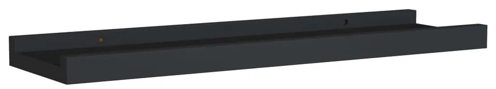 Unidade de prateleiras com rebordo 2 pcs 40x9x3 cm MDF preto