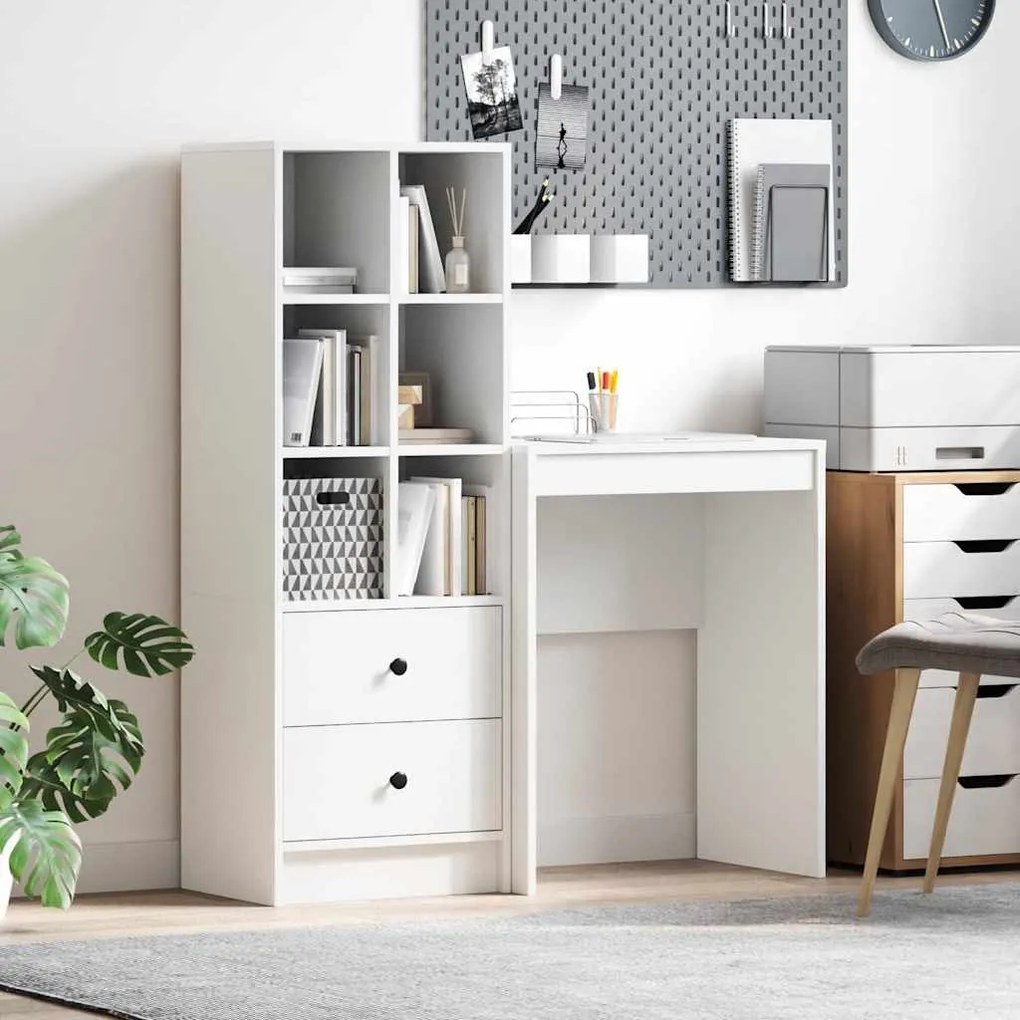 vidaXL Mesa com Armazenamento 2 pcs Branco 45.5 x 34 x 127 cm