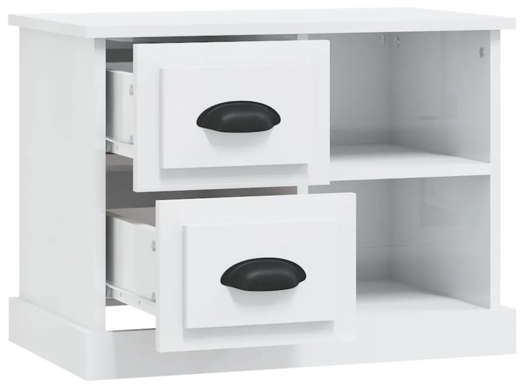 Mesa de cabeceira 60x35,5x45 cm branco brilhante