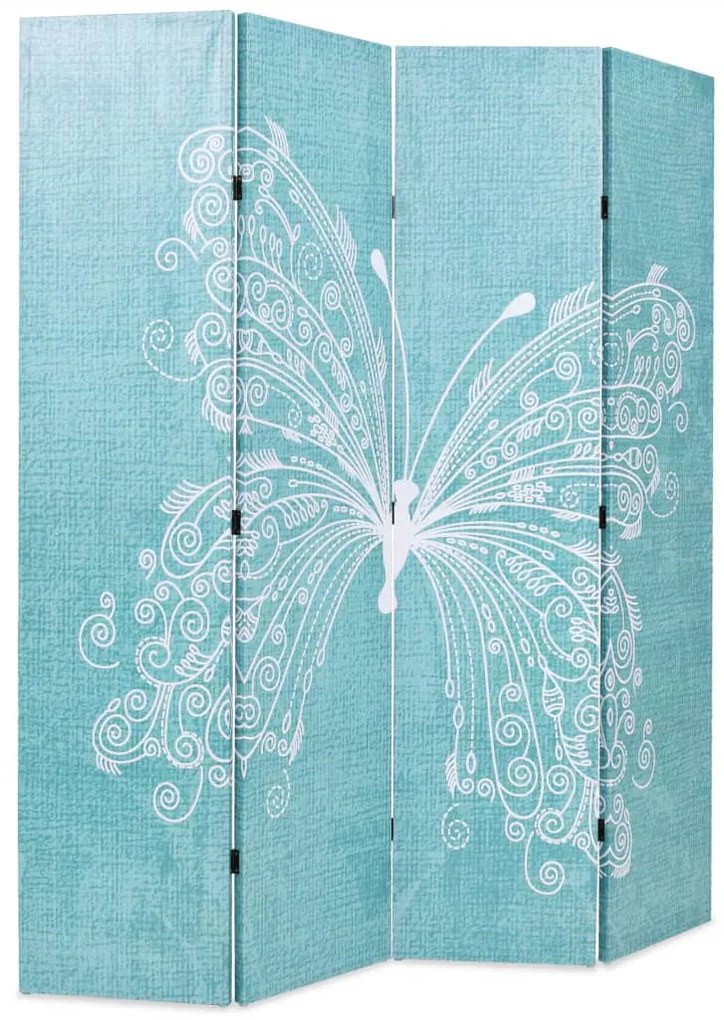 Biombo dobrável com estampa de borboleta azul 160x170 cm