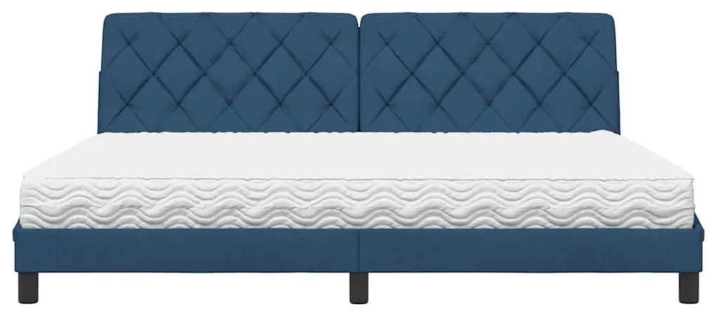Cama com colchão 200x200 cm tecido azul