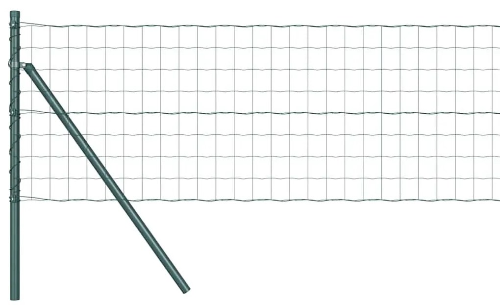 Cerca Euro com 13 postes 0,8x25 m em aço galvanizado verde
