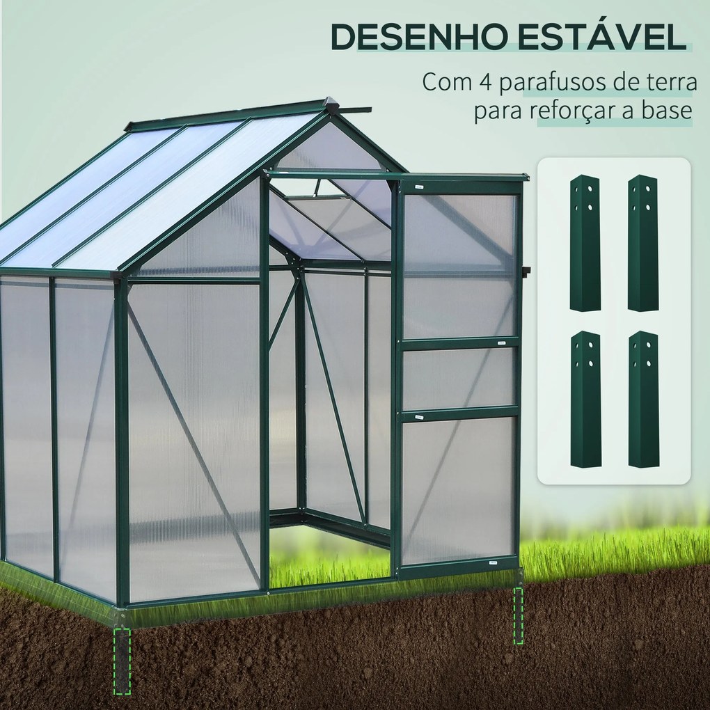 Estufa de Jardim 2x2,m de Policarbonato e Alumínio Estufa com Clarabói