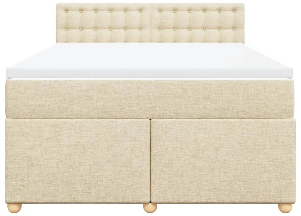 Cama com molas/colchão 160x200 cm tecido cor creme