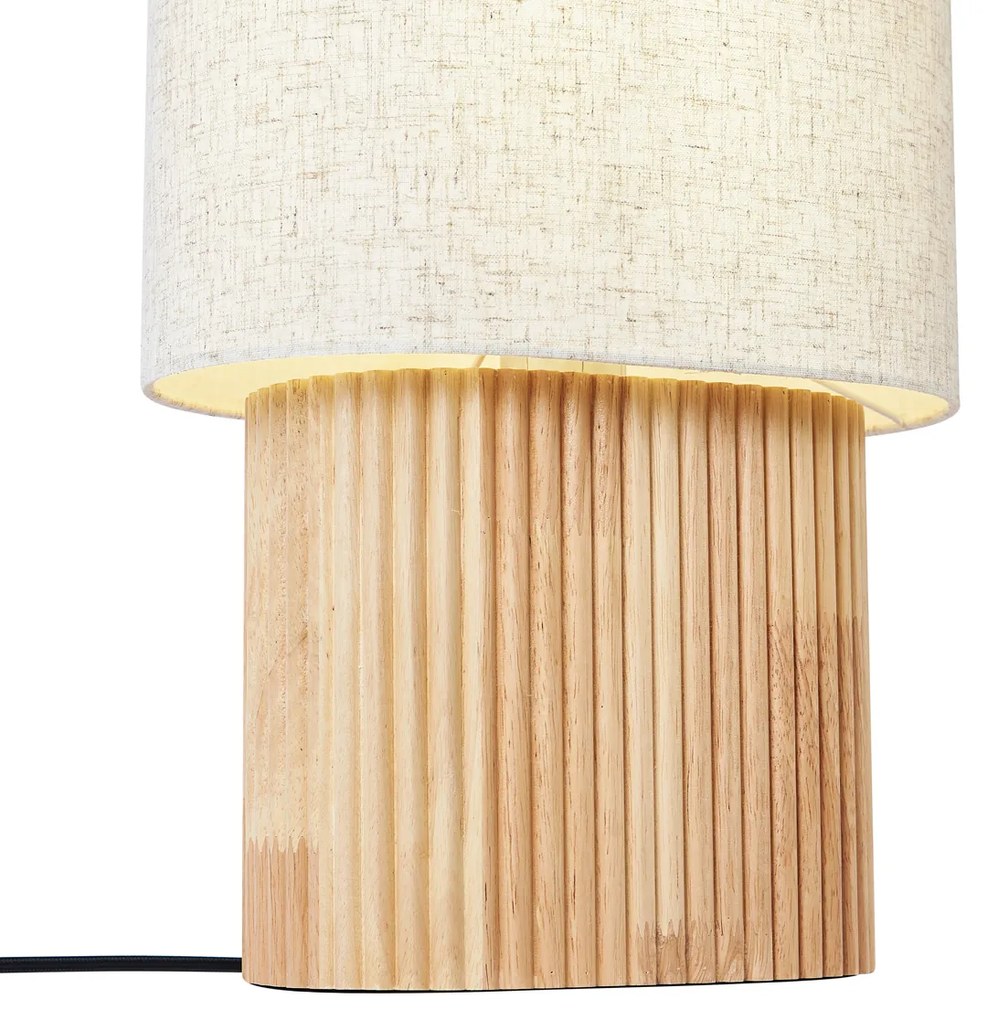 Candeeiro de pé Japandi madeira com abajur de linho 70cm - Lamel Japandi