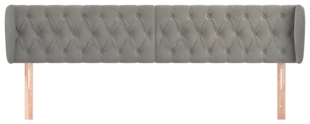 Cabeceira de cama c/ abas veludo 183x23x78/88 cm cinzento-claro