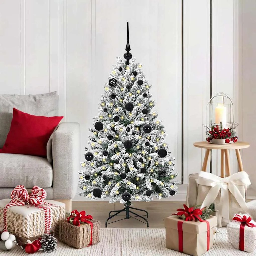 vidaXL Árvore de Natal Artificial Verde e Branco 120 cm PVC e Metal