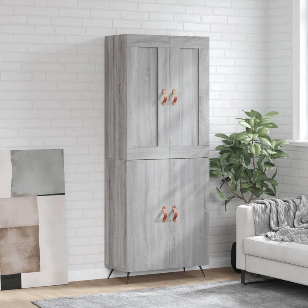 vidaXL Armário alto 69,5x34x180 cm derivados de madeira sonoma cinza