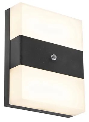 Candeeiro de parede exterior preto IP44 com LED e sensor crepuscular - Dualy