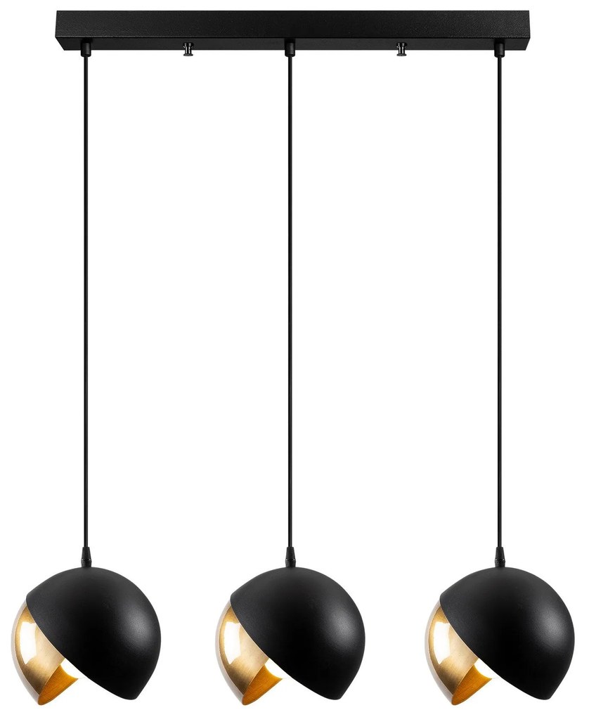 Candeeiro de Teto Berceste – Preto e Dourado – Diâmetro 70 cm, Altura