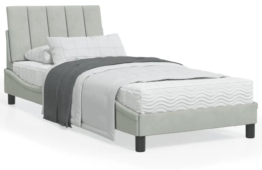 vidaXL Estrutura de cama sem colchão 90x190 cm veludo cinzento-claro