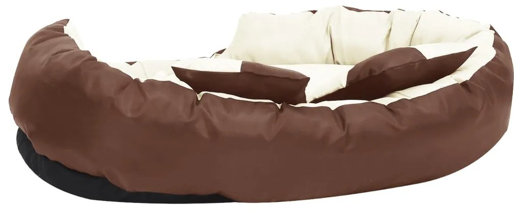 Almofadão p/ cães reversível lavável 110x80x23cm castanho/creme