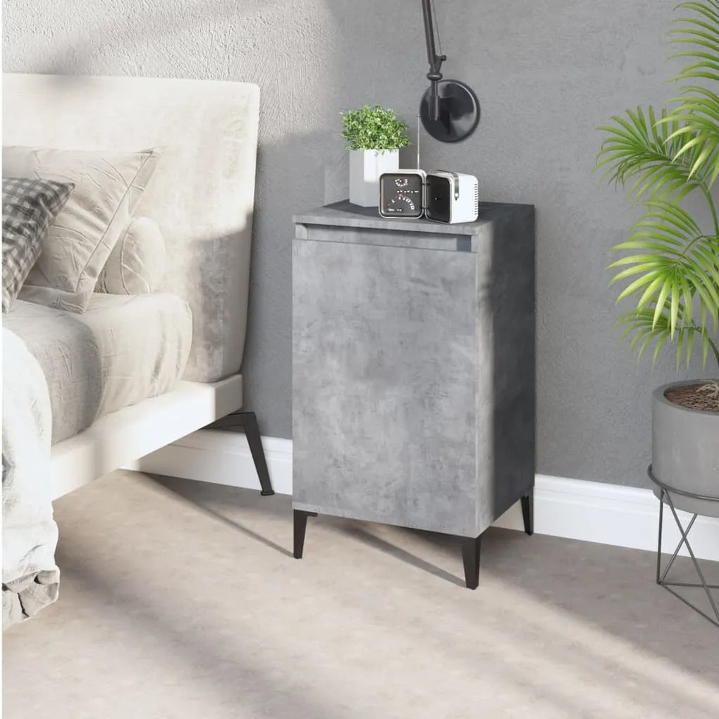 vidaXL Mesa de cabeceira 40x35x70 cm derivados madeira cinza cimento