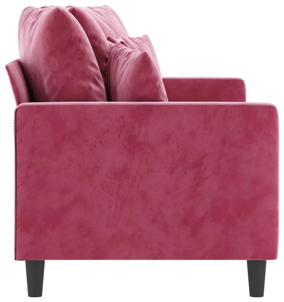 Sofá de 2 lugares veludo 140 cm vermelho tinto