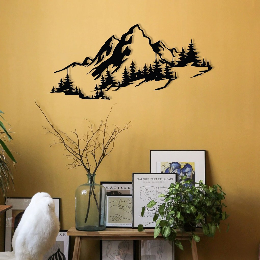 Acessório Decorativo de Parede em Metal Mountain – Preto – 67 x 30 cm